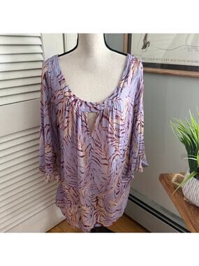 Ulf Andersson Tunic Womens Medium Purple Sheer Abstract Artsy Lagenlook Resort